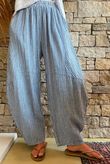 Sundaze Cheesecloth Chalk Stripe Classic Barrel Pant Denim